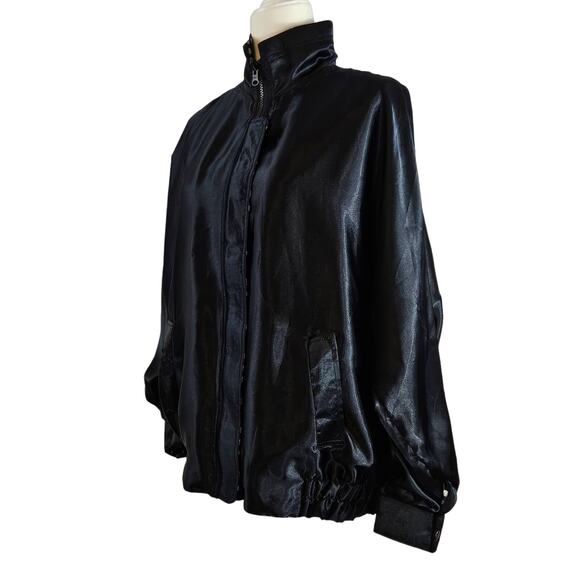 VTG EUC 80s Reversible Zip-Up Polka Dot & Solid Jacket Sz. 2XL Dark Blue - Picture 1 of 16